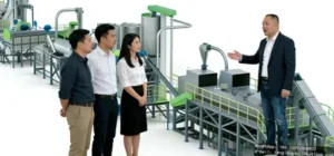 Dây chuyền rửa mảnh chai nhựa mẫu 1200 – Sản lượng 1200kg/giờ, Tự động 90%, Rửa sạch 99.5%, Xuất mảnh nhựa sạch cho công nghiệp